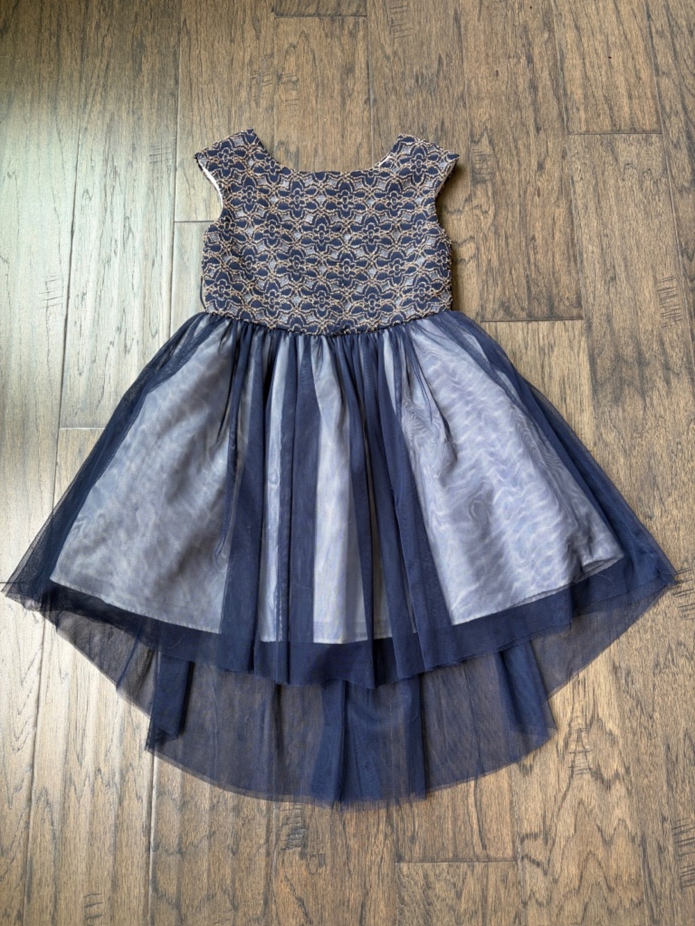 Mia & Mimi Girls Formal Dress | Navy and Gold | Girls Size Small (S)